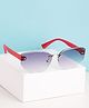 PASSION PETALS Colour Blocked Rimless Geometric Sunglasses - Black & Red