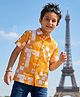 Arias 100% Cotton Woven Half Sleeves Sun Printed Shirt - Yellow