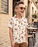 Arias 100% Cotton Woven Half Sleeves Tropical Theme Printed Resort Collar Shirt - White