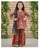 Cutiekins Rayon Woven Three Fourth Sleeves Patola Printed Kurti Sharara Set With Dupatta - Multi Colour