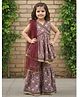 Cutiekins Rayon Woven Sleeveless Gota Lace Embellished Ethnic Motifs Printed Kurti Sharara Set With Dupatta - Onion Pink & Brown
