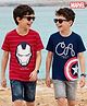 Honeyhap Marvel Cotton Knit T-Shirts Half Sleeve Avengers Graphic Multi Color 5-6 Years Pack of 2