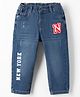 Kookie Kids Woven Full Length Denim Jeans With Text Print - Royal Blue