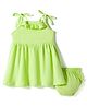 Simply Interlock Knit Sleeveless Solid Frock with Bloomer - Green