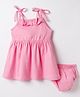 Simply Interlock Knit Sleeveless Solid Frock with Bloomer - Pink