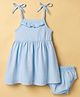 Simply Interlock Knit Sleeveless Solid Frock with Bloomer - Light Blue
