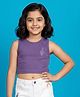 Kiddopanti Cotton Spandex Knit Sleeveless Treble Clef Designed Metal Stud Embellished Crop Top - Purple