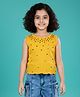 Kiddopanti Cotton Spandex Knit Sleeveless Stone Embellished Crop Top - Yellow