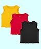 Kiddopanti Cotton Spandex Knit Pack Of 3 Sleeveless Solid Crop Tops - Red Yellow and Black
