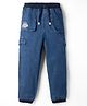 Kookie Kids Woven Full Length Denim Jeans With Cargo Pocket - Navy Blue