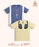 Orange Sugar 100% Cotton Knit Pack Of 2 Half Sleeves Football Embroidered & Headphones Printed Tees - Blue & Yellow