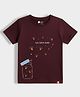 Orange Sugar 100% Cotton Knit Half Sleeves Fireflies Printed Tee - Wine