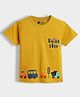 Orange Sugar 100% Cotton Knit Half Sleeves Cars & Roadster Text Printed Tee - Yellow