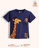 Orange Sugar 100% Cotton Knit Half Sleeves Giraffe & Yes You Can Text Printed Tee - Blue