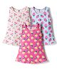 Simply Sinker Knit Sleeveless Strawberry & Cherry Printed Frocks Pack Of 3 - Multicolour