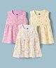 Simply Sinker Knit Sleeveless Bee & Tropical Theme Printed Frocks Pack Of 3 - Lilac ,Yellow & White