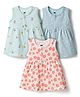 Simply Sinker Knit Sleeveless Fruits & Floral Printed Frocks Pack Of  3 - Light Blue Sea Green & White