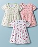 Simply Sinker Knit Half Sleeves Cherry Printed Frocks Pack Of 3 - Multicolour