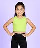 Kiddopanti Cotton Spandex Knit Sleeveless Solid Ribbed Crop Top  - Neon Green