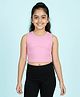 Kiddopanti Cotton Spandex Knit Sleeveless Solid Ribbed Crop Top - Baby Pink
