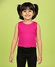 Kiddopanti Cotton Spandex Knit Sleeveless Solid Ribbed Crop Top  -  Fuchsia Pink