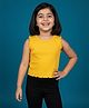 Kiddopanti Cotton Spandex Knit Sleeveless Solid Ribbed Crop Top   - Yellow