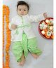 BownBee Pure Cotton Woven Full Sleeves Leheriya Printed Kurta & Dhoti Set - White