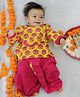 BownBee Pure Cotton Woven Full Sleeves Elephant Printed Kurta & Dhoti Set - Yellow