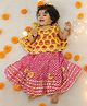 BownBee Pure Cotton Woven Sleeveless Elephant Printed Lehenga & Choli Set - Yellow