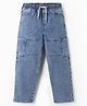 Kookie Kids Woven Full Length Denim Jeans With Cargo Pockets - Light Blue