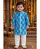 Pspeaches Cotton Woven Full Sleeves Floral Printed Kurta Pyjama Set - Blue