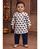 Pspeaches Cotton Woven Full Sleeves Elephant Printed Kurta Pyjama Set - White