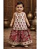 Pspeaches Cotton Woven Sleeveless Floral Printed Lehenga & Choli Set - Red