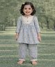 Pspeaches Cotton Woven Three Fourth Sleeves Floral Printed Kurti & Salwar Set - Blue