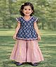 Pspeaches Cotton Woven Half Sleeves Floral Printed Kurti & Palazzo Set - Blue