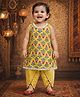 Pspeaches Cotton Woven Sleeveless Floral Printed Kurti & Dhoti Set - Yellow