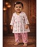Pspeaches Cotton Woven Full Sleeves Floral Printed Kurti & Dhoti Set - Pink