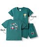 Simply Interlock Knit Half sleeves T-Shirt & Shorts Set With Animal Print - Teal Blue