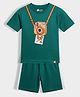 Orange Sugar 100% Cotton Knit Half Sleeves Camera Printed Tee & Shorts Set - Green