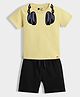 Orange Sugar 100% Cotton Knit Half Sleeves Headphones Printed Tee & Shorts Set - Yellow & Black