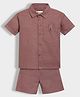 Orange Sugar Cotton Linen Woven Half Sleeves Solid Shirt & Shorts Set - Rust