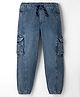 Kookie Kids Woven Full Length Denim Jeans With Cargo Pockets - Blue