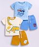 Little Ninja Cotton Knit Pack Of 2 Half Sleeves Dinosaur & Surfing Board Printed Tees & Shorts Set - Multi Colour