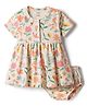 CUCUMBER Interlock Knit Half Sleeves Floral Printed Frock With Bloomer - Multicolour