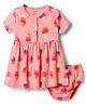 CUCUMBER Interlock Knit Half Sleeves Ice Cream Printed Frock With Bloomer - Peach