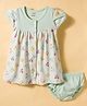 CUCUMBER Interlock Knit Cap Sleeves Frock With Candy Print & Bloomer - Sea Green