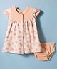 CUCUMBER Interlock Knit Cap Sleeves Frock With Lion Print & Bloomer - Orange
