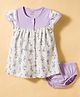 CUCUMBER Interlock Knit Cap Sleeves Frock With Bunny Print & Bloomer - Lavender