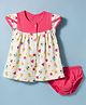 CUCUMBER Interlock Knit Cap Sleeves Frock With Fruit Print & Bloomer - Red