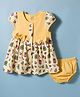 CUCUMBER Interlock Knit Cap Sleeves Frock With Candy Print & Bloomer - Yellow
